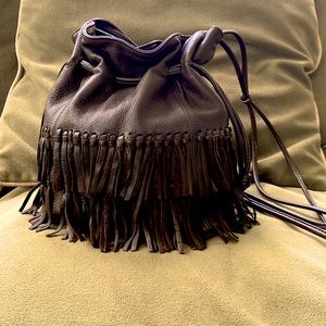 Deerskin with layers of fringe, crossbody, lined Brio bag